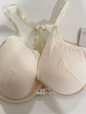 Auden Cream Lace-Trim Plunge T-Shirt Bra